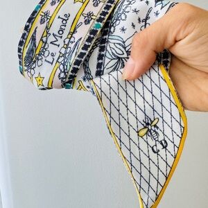Dior Le Monde Silk Scarf colorful CD white blue yellow